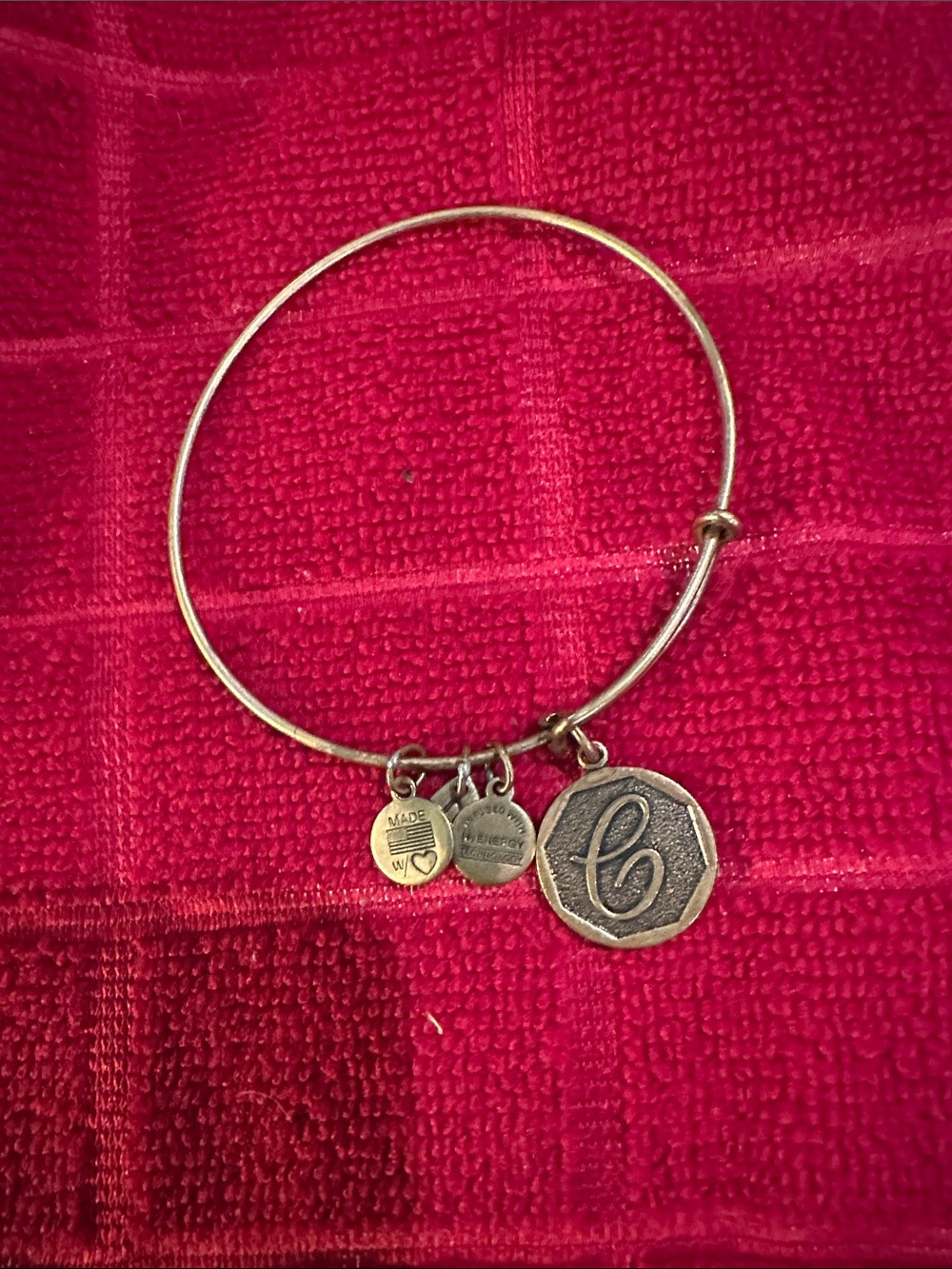 Alex and Ani Gold Initial 'C' Charm Bangle Bracelet